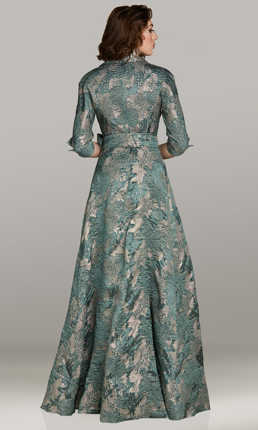 Feriani Couture 18426 - Belted Three-Quarter Sleeve Evening Dress Mother of the Bride Dresses in Sage 