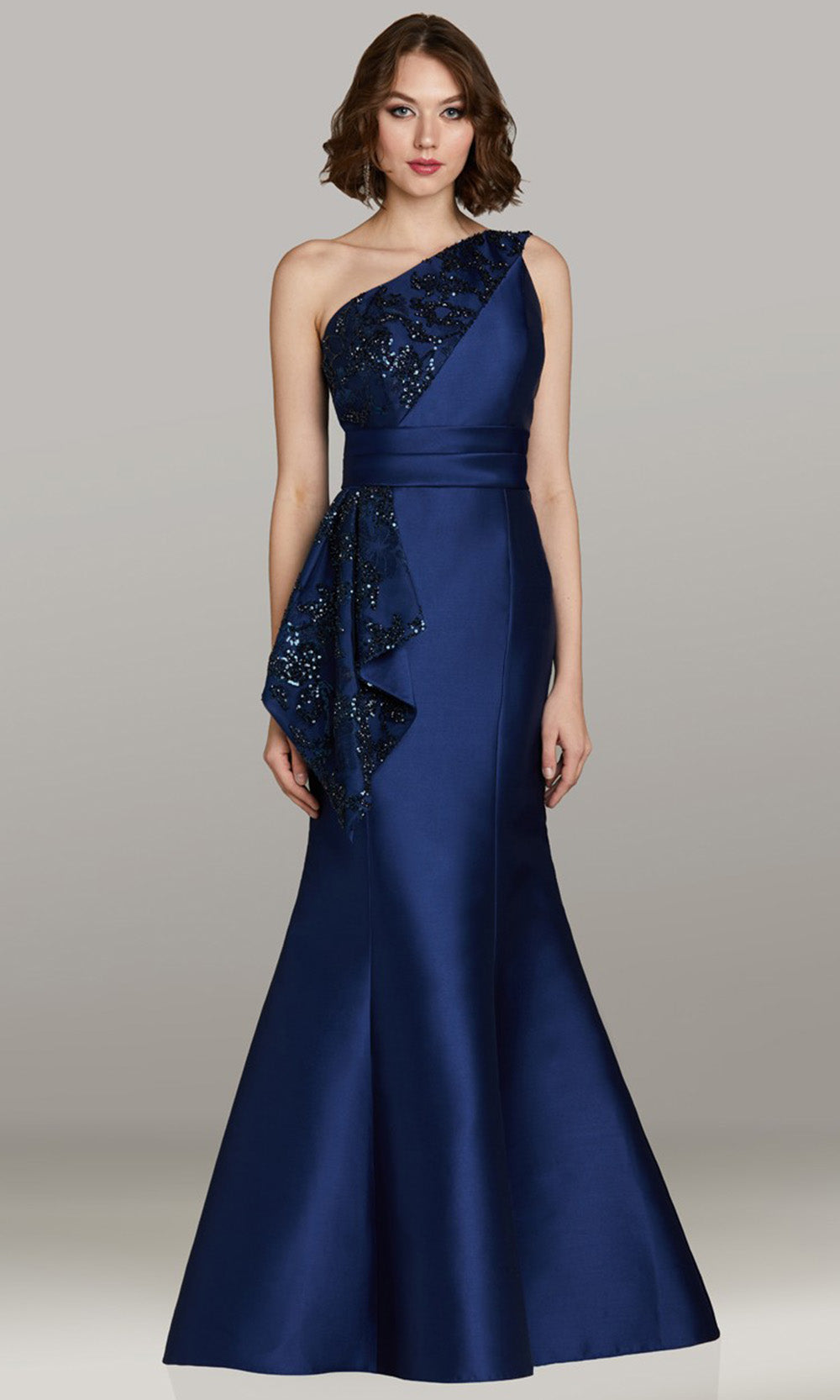 Feriani Couture 18478 - Pleated Waistband Mermaid Sleeveless Dress Mother of the Bride Dresses in Navy 