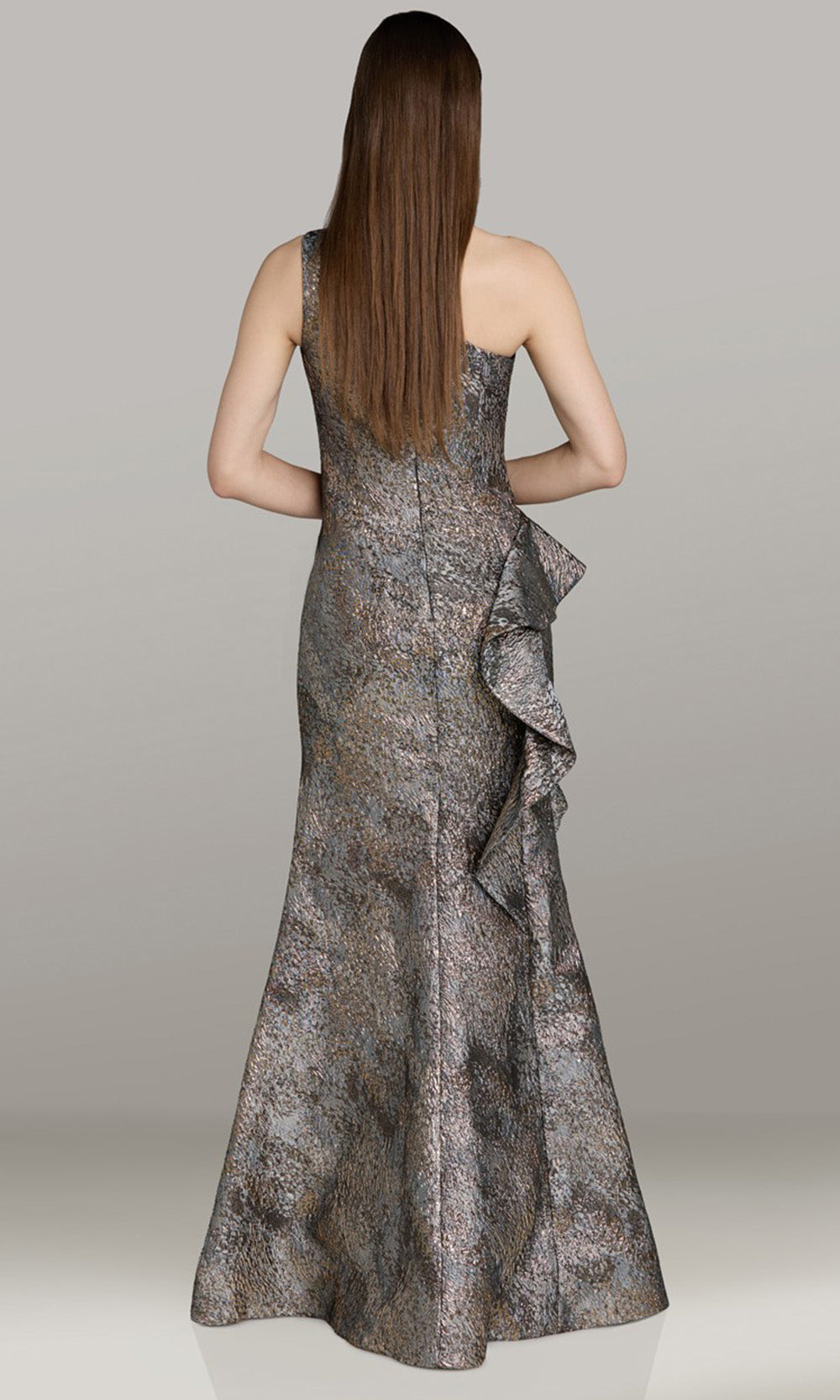 Feriani Couture 18496 - Textured Bodice Mermaid Sleeveless Dress Formal Gowns in Charcoal 