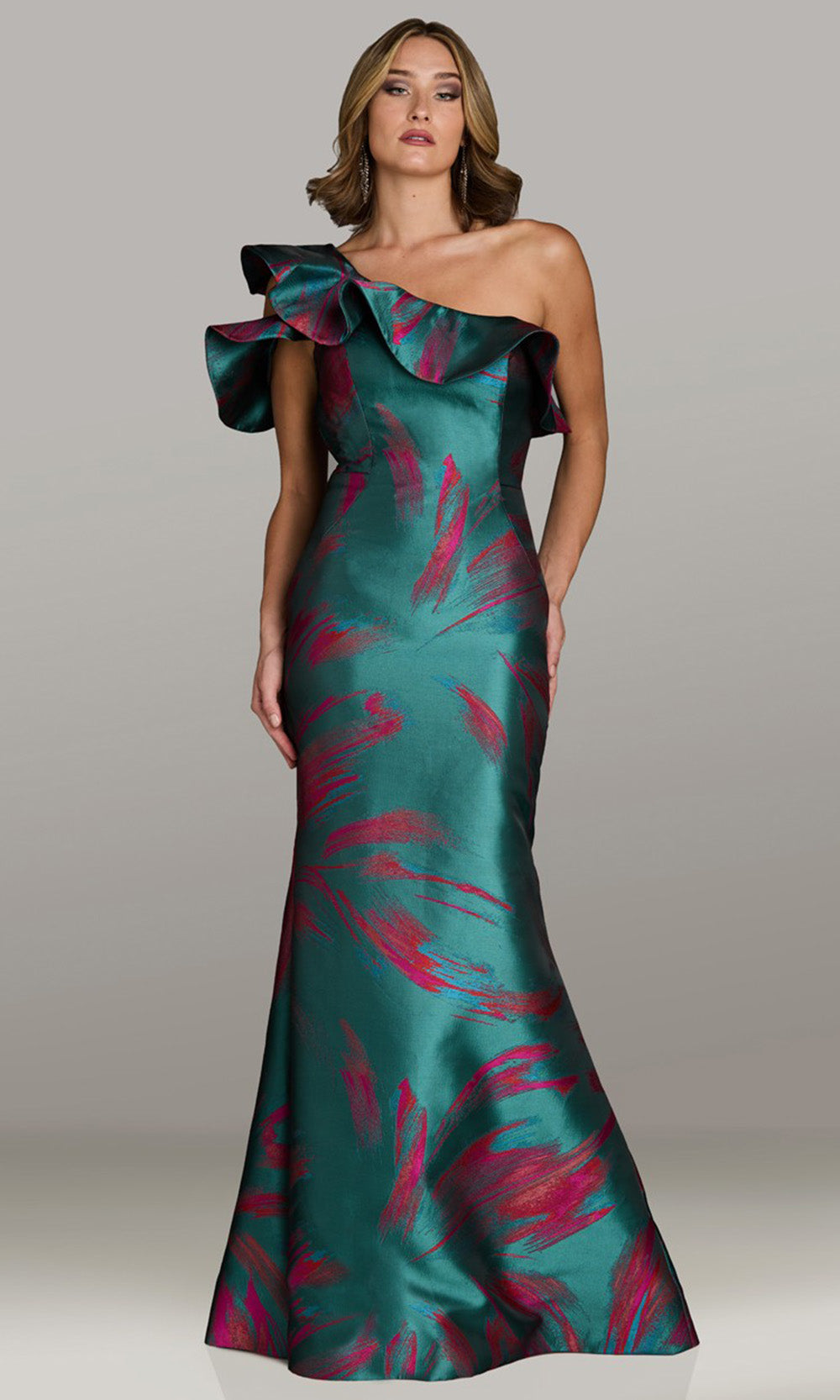 Feriani Couture 18518 - Fit and Flare Asymmetric Evening Gown Formal Gowns in Green 