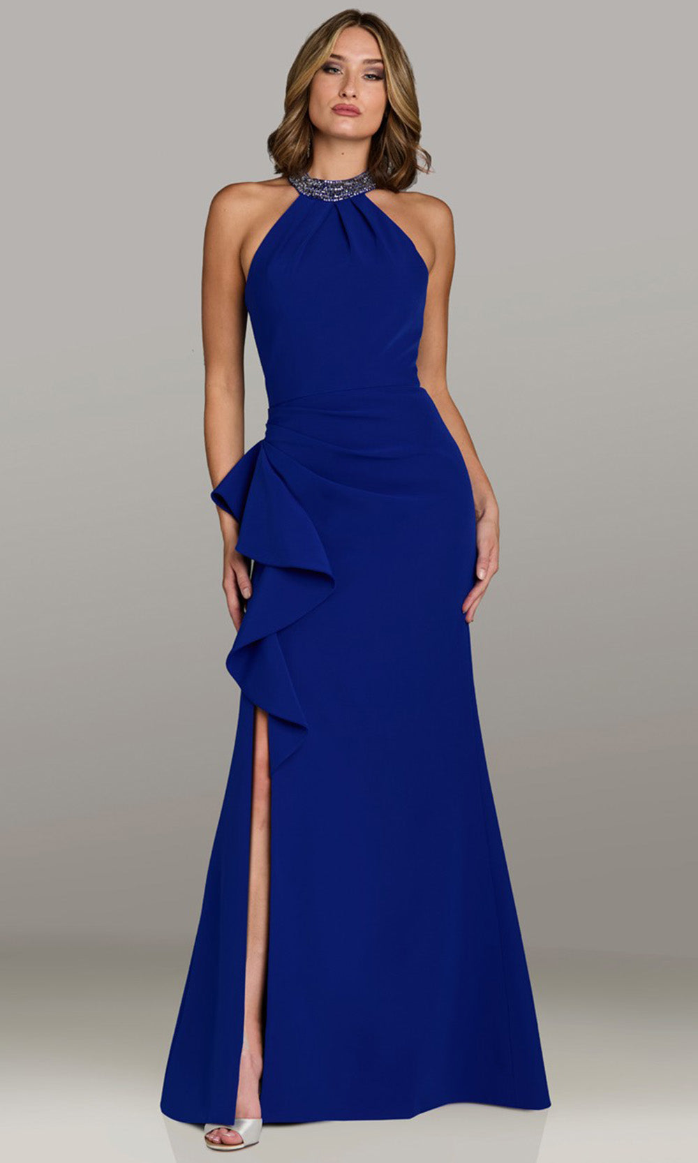Feriani Couture 18540 - Side Slit Cutout Back Long Dress Prom Dresses in Royal 