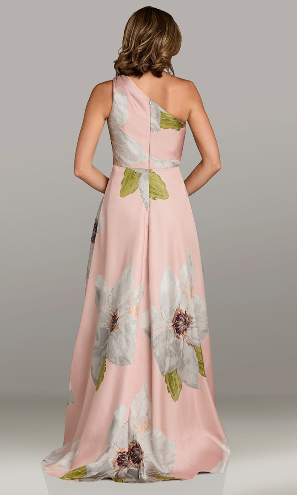 Feriani Couture 18544 - Asymmetric Sleeveless Gown with Oversized Floral Mother of the Bride Dresses in Blush 