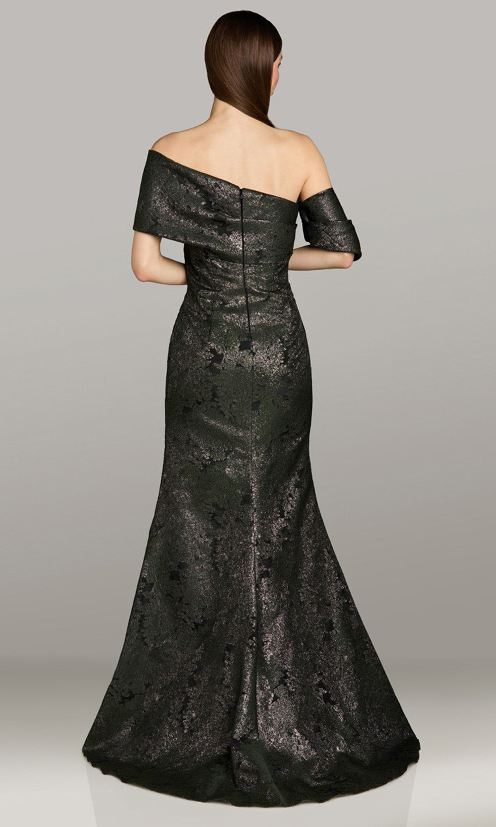 Feriani Couture 18580 - Mermaid Fold-Over Neckline Evening Gown Mother of the Bride Dresses in Charcoal 
