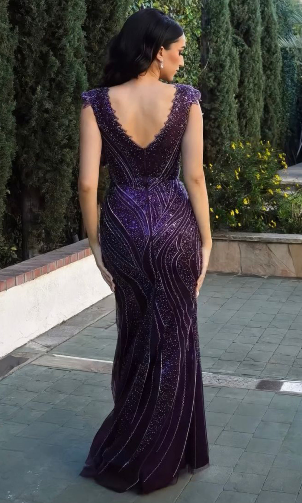 May Queen RQ8269 - Embellished Column Evening Dress Mother Of The Bride Dresses in Plum 