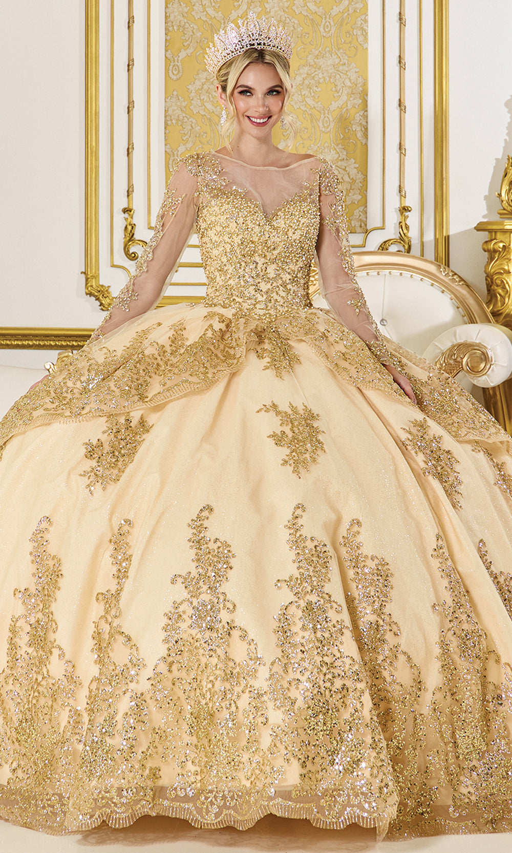 Dancing Queen 1968 - Embroidered Bateau Neckline Ballgown