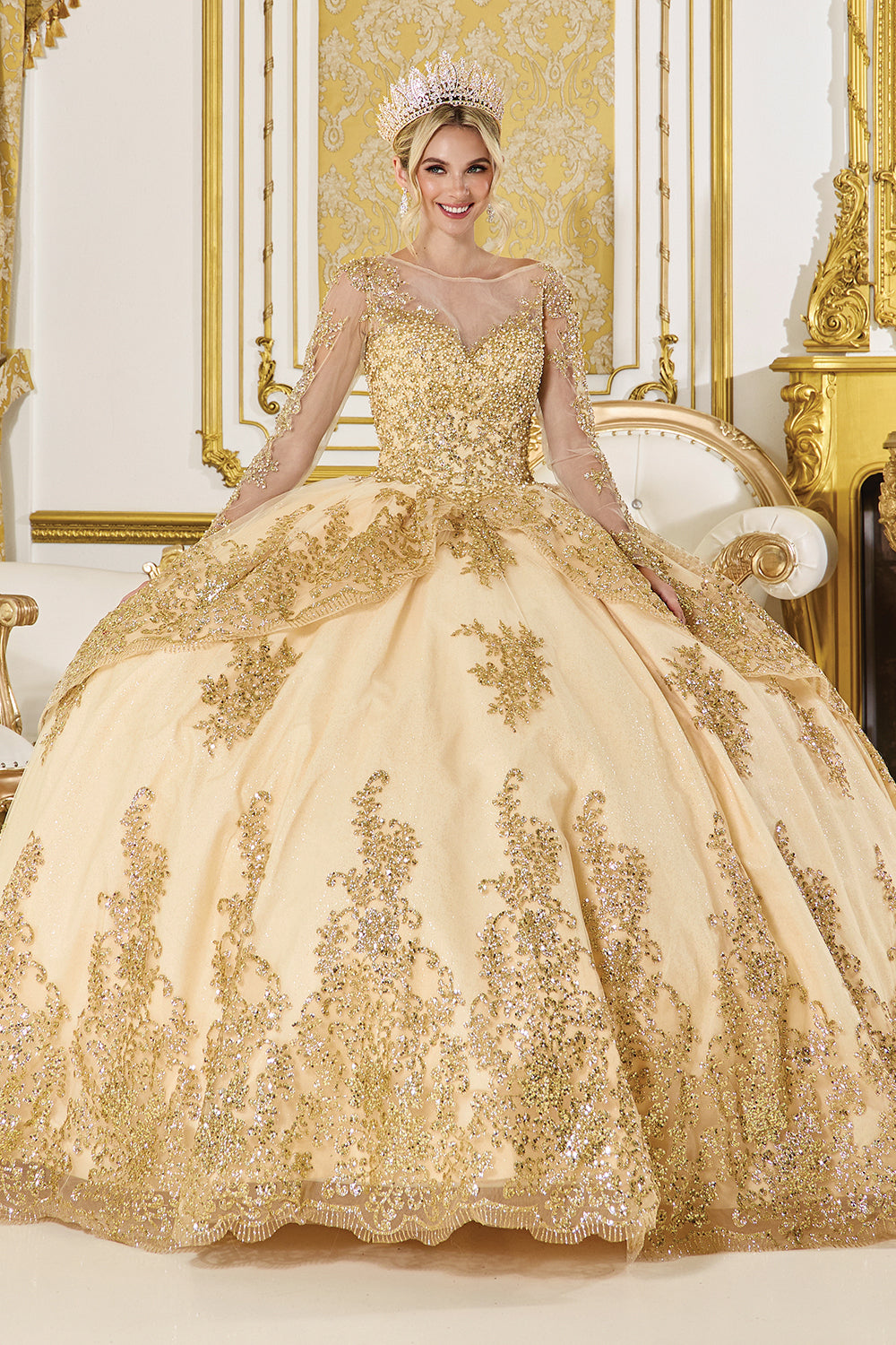 Dancing Queen 1968 - Embroidered Bateau Neckline Ballgown