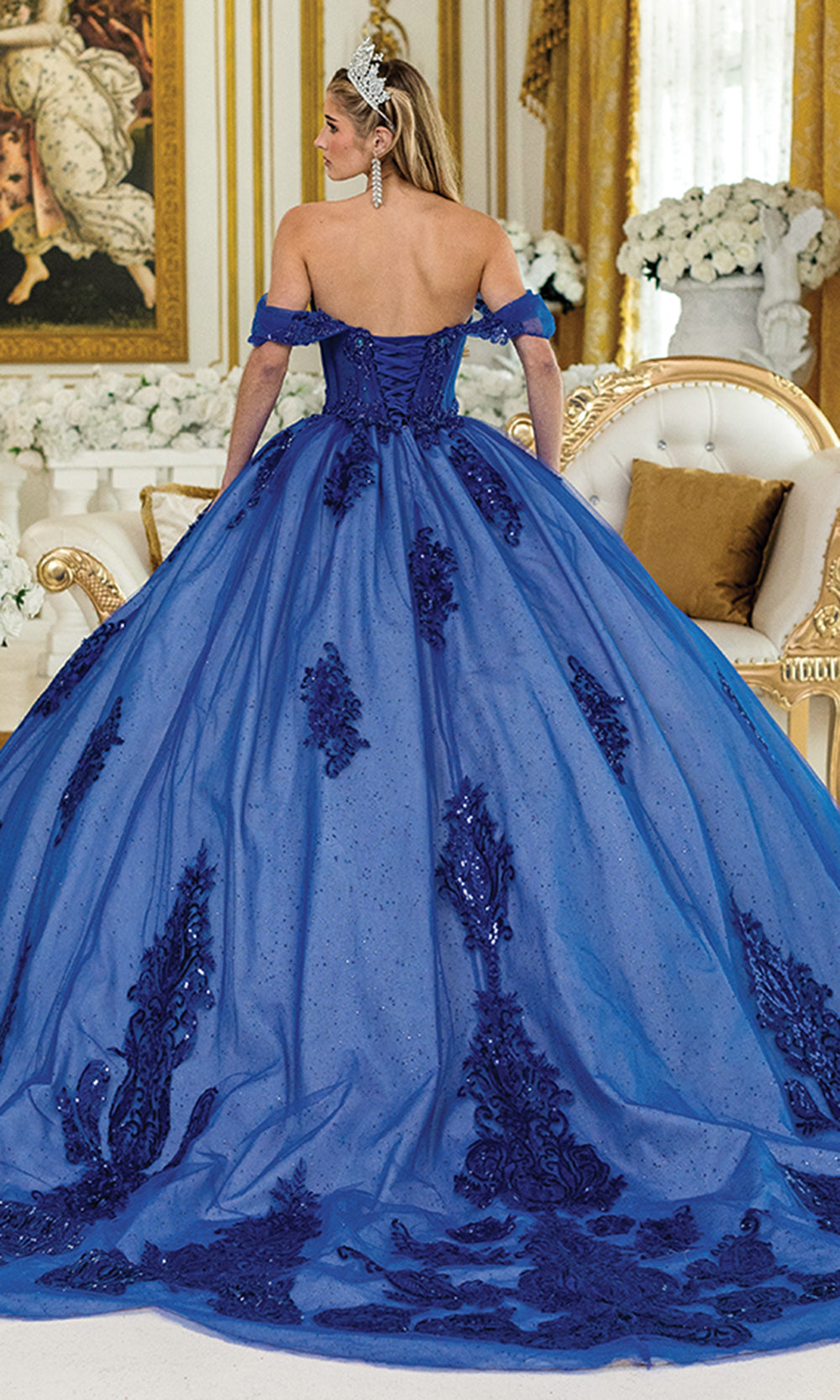 Dancing Queen 1997 - Intricate Beaded Bodice Tulle Ballgown Quinceanera Dresses in Royal Blue