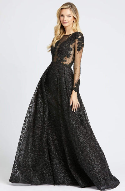 Mac Duggal - 20100D Embellished Sheer Long Sleeves Gown with Overlay Evening Dresses