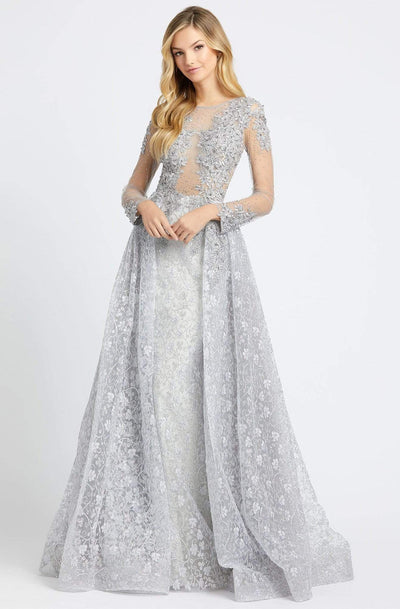 Mac Duggal - 20100D Embellished Sheer Long Sleeves Gown with Overlay Evening Dresses