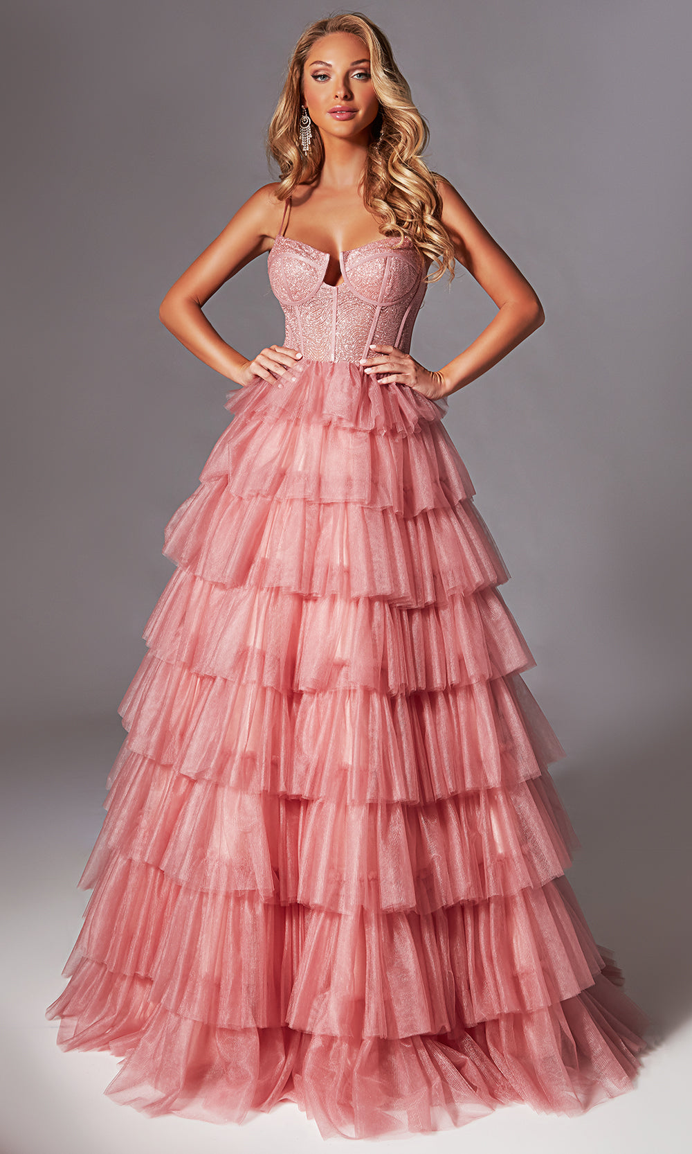 Aerie Couture 202 - Tiered Ruffle Tulle Gown with Structured Top Prom Dresses