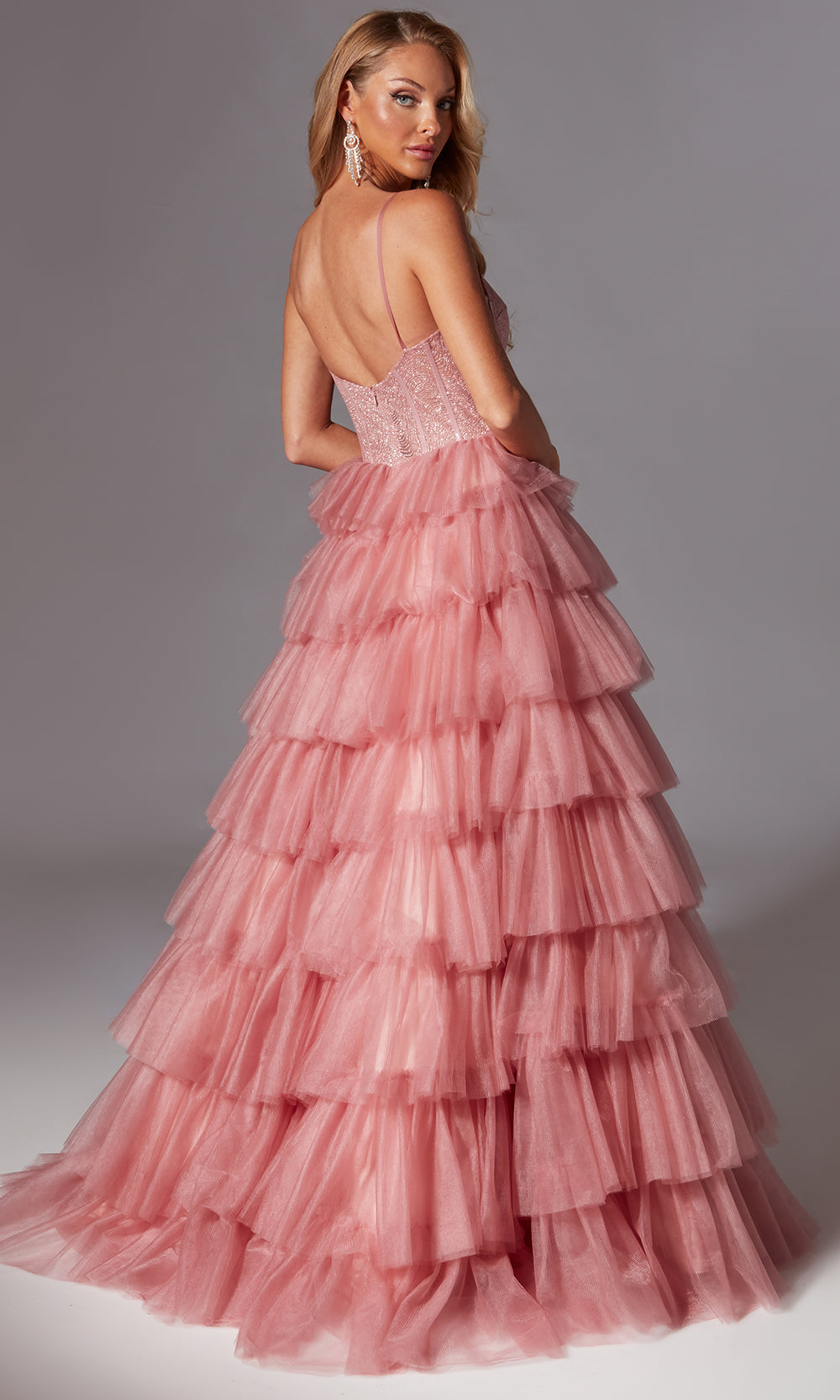 Aerie Couture 202 - Tiered Ruffle Tulle Gown with Structured Top Prom Dresses