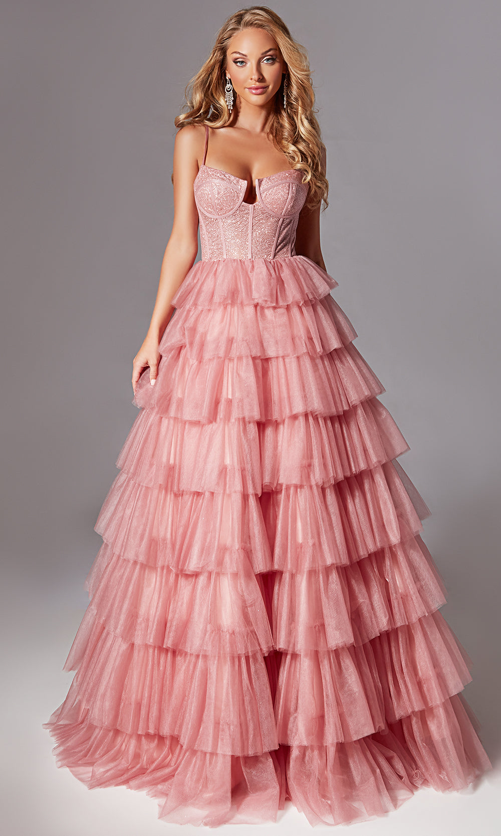 Aerie Couture 202 - Tiered Ruffle Tulle Gown with Structured Top Prom Dresses