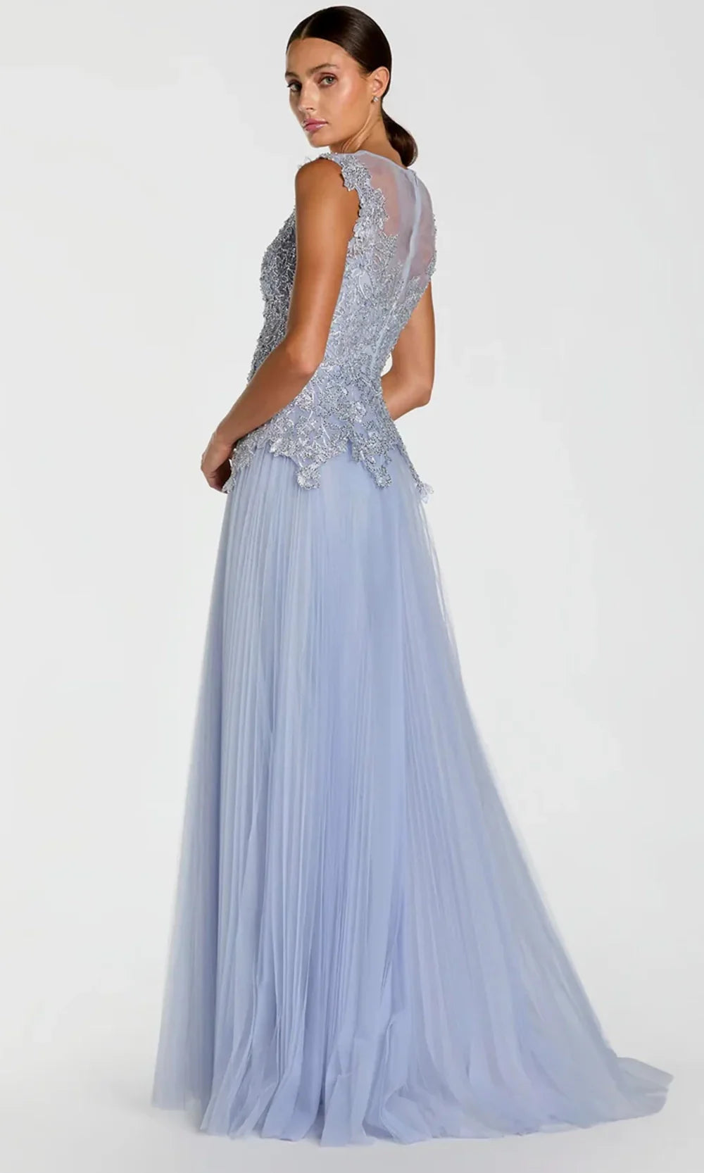 Mac Duggal 20360 - Embroidered Sleeveless Pleated Tulle Gown Mother of the Bride Dresses in Periwinkle  