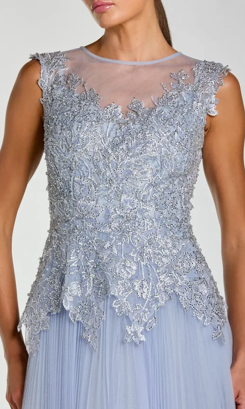 Mac Duggal 20360 - Embroidered Sleeveless Pleated Tulle Gown Mother of the Bride Dresses in Periwinkle  