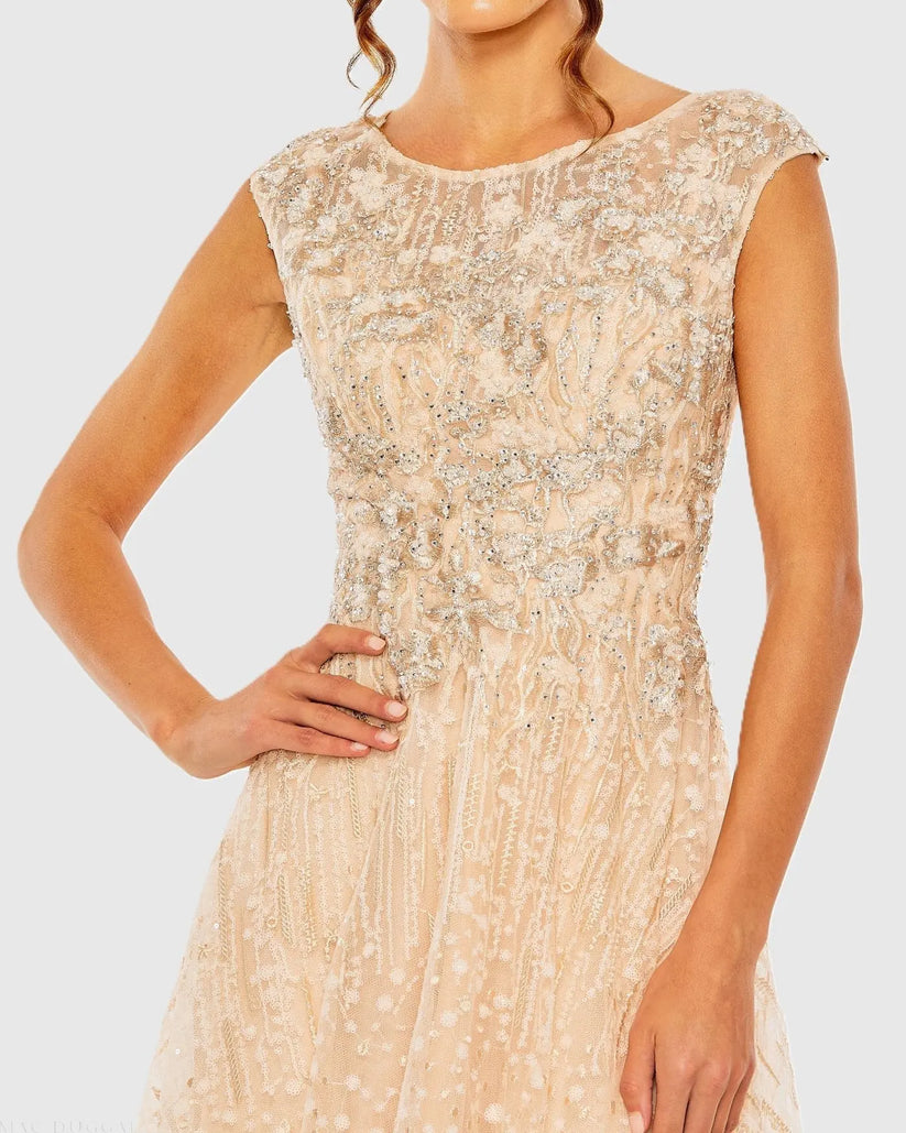 Mac Duggal 20501 - Bateau Neck Embroidered Long Gown Formal Gowns in Orange