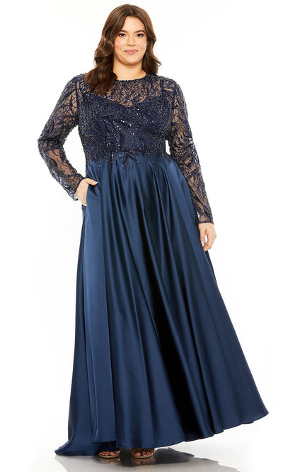 Mac Duggal 20619 - Illusion Jewel Satin A-Line Gown Mother of the Bride Dresses
