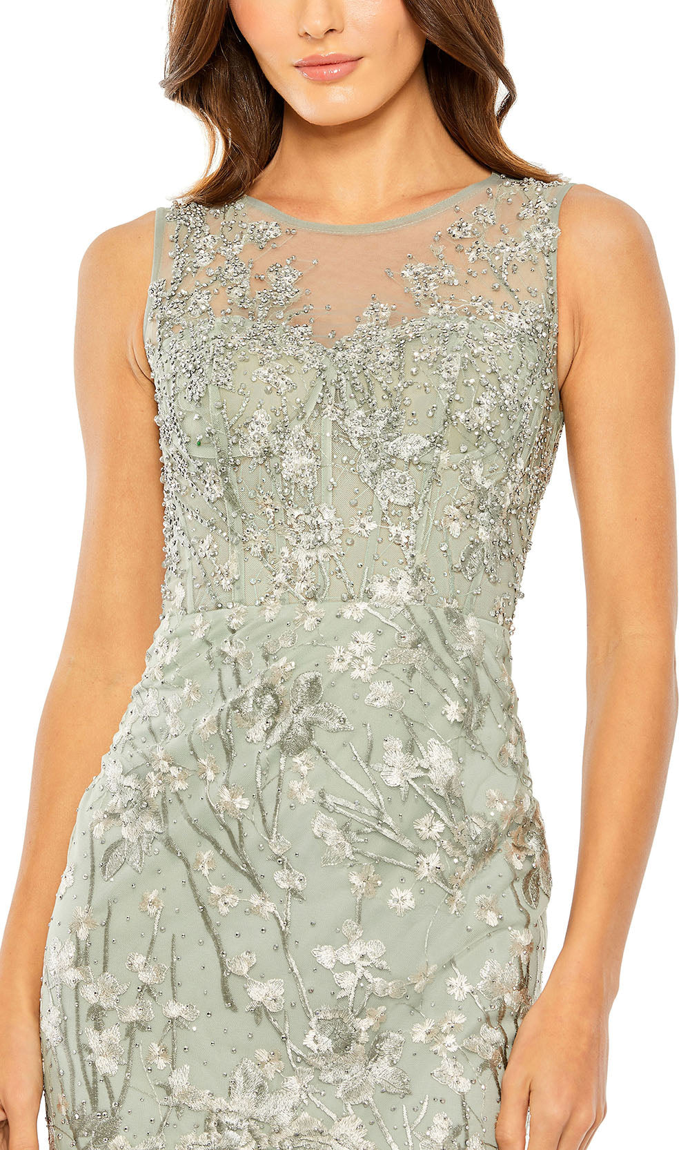 Mac Duggal 20646 - Jewel Neck Embroidered Tea-Length Dress Evening Dresses