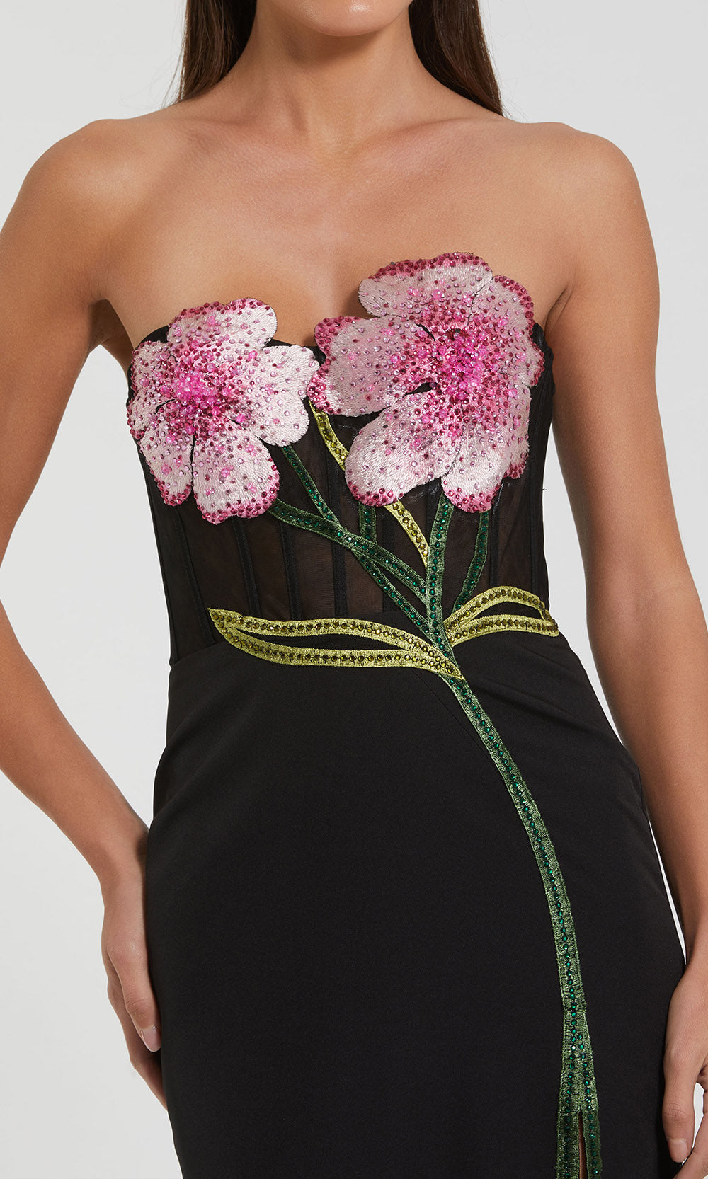 Ieena Duggal 20682 - Embroidered Sweetheart Long Gown with Slit Prom Dresses in Black  