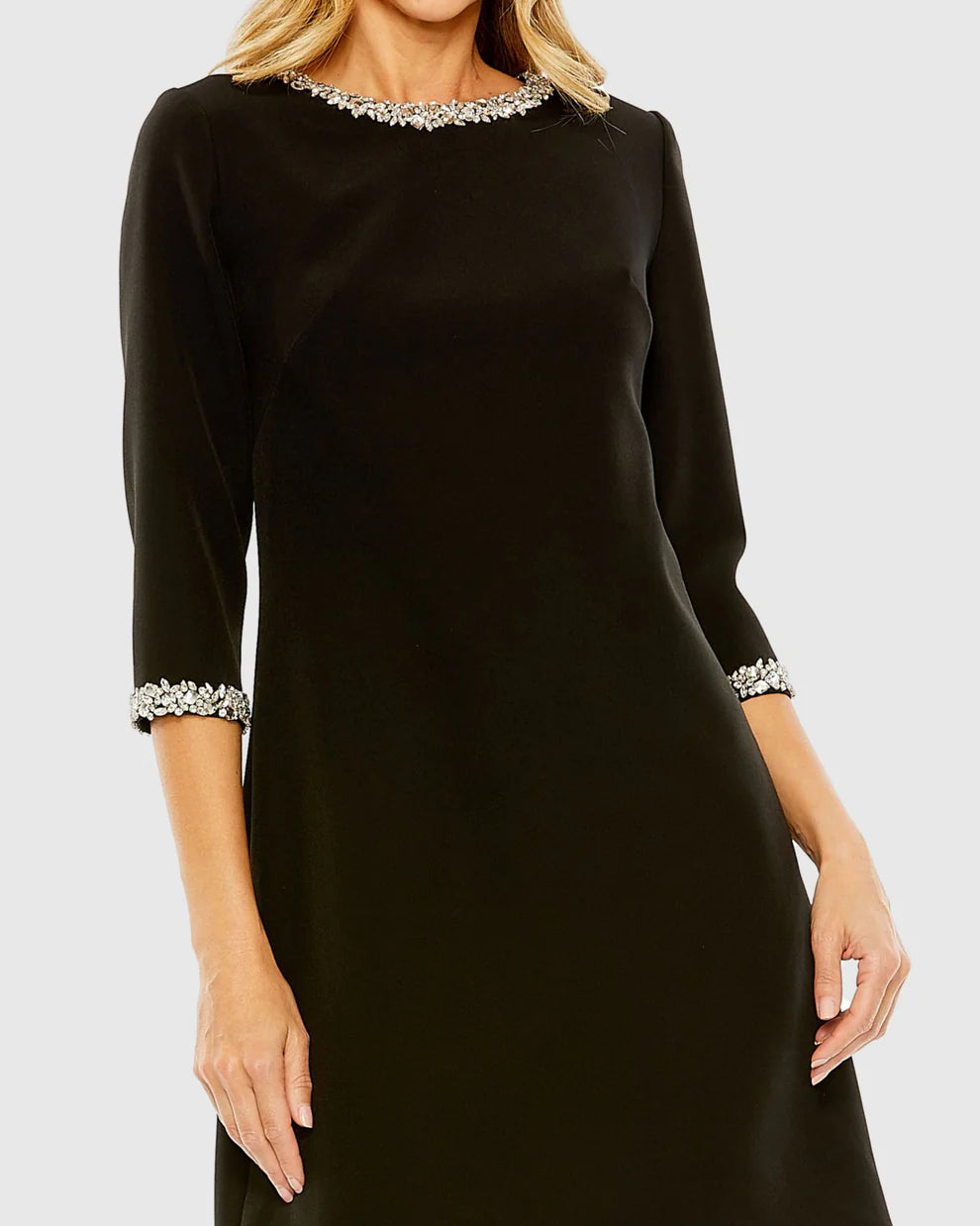 Ieena Duggal 20697 - Quarter Sleeve Embellished Cocktail Dress