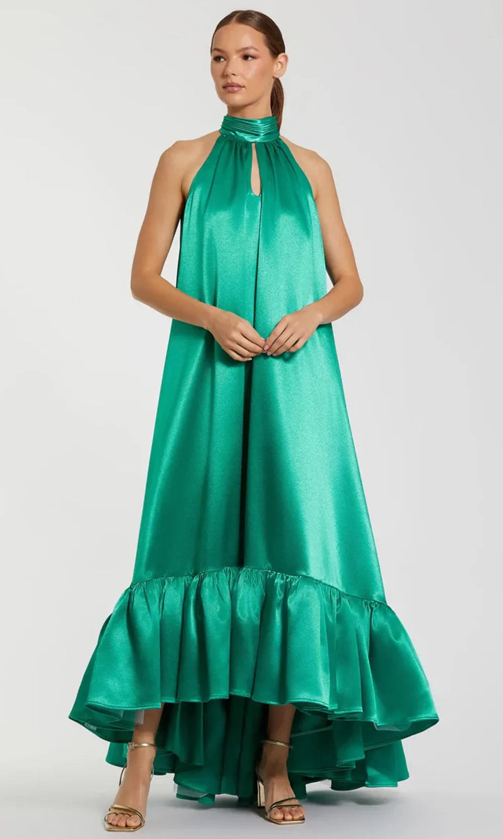 Mac Duggal 20712 - Ruffled Hem Sleeveless Halter Dress Prom Dresses in Jade  