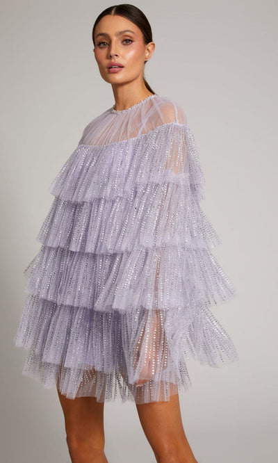 Mac Duggal 20749 - Beaded Capelet Tiered Dress Semi Formal