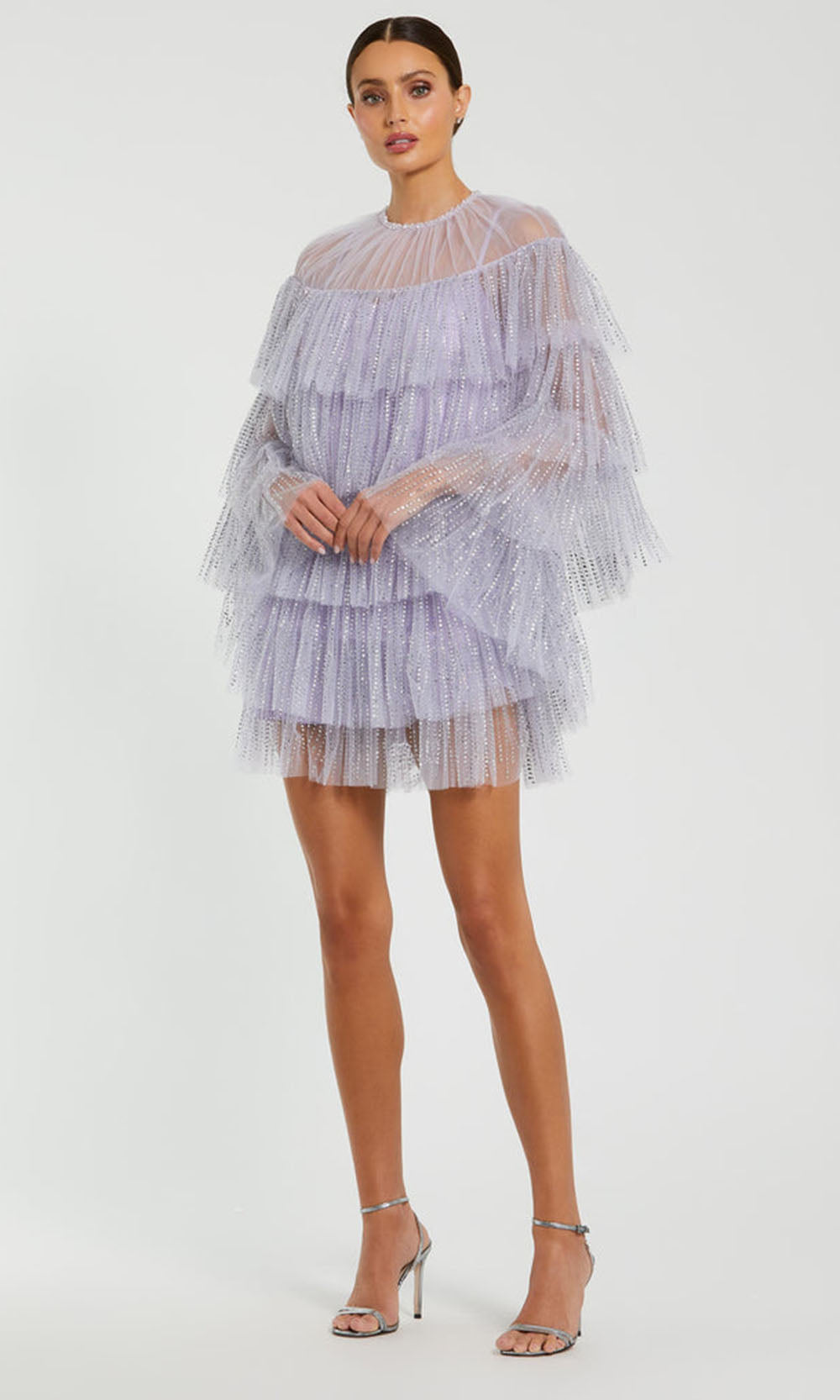 Mac Duggal 20749 - Beaded Capelet Tiered Dress Semi Formal