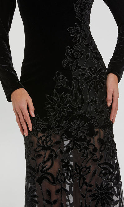 Ieena Duggal 20756 - Long Sleeve Sheer Floral Evening Gown Formal Gowns