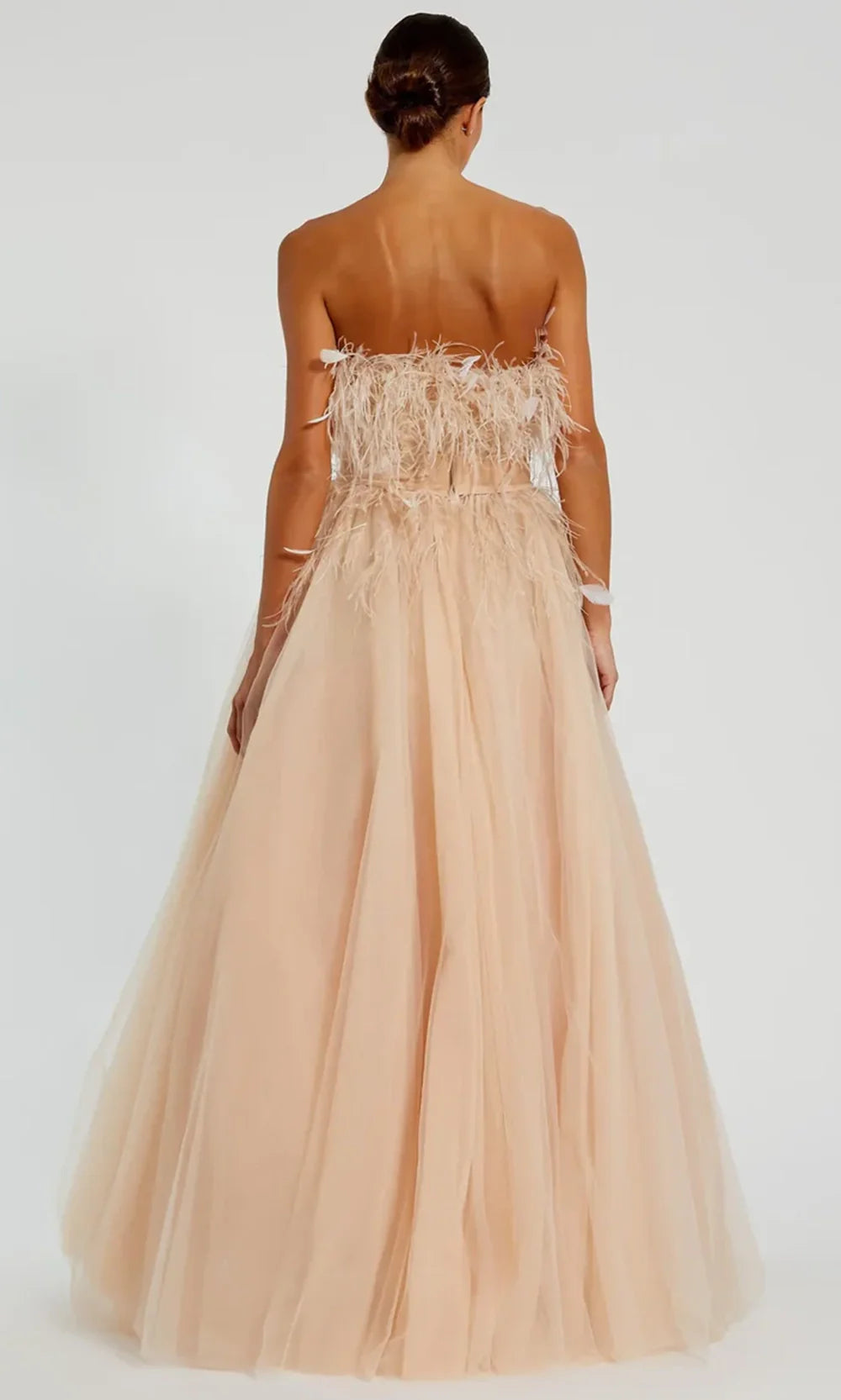 Mac Duggal 20774 - Bow Waist Strapless Gown with Feathers Ball Gowns in Neutral  