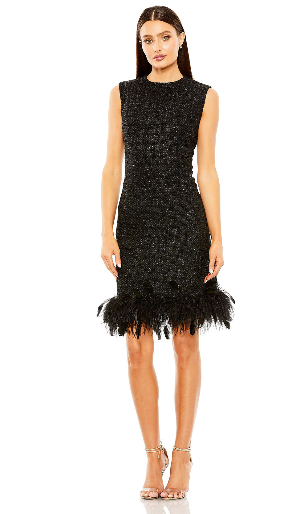 Ieena Duggal 20784 - Feather Hem Sleeveless Sequin Dress Cocktail Dresses