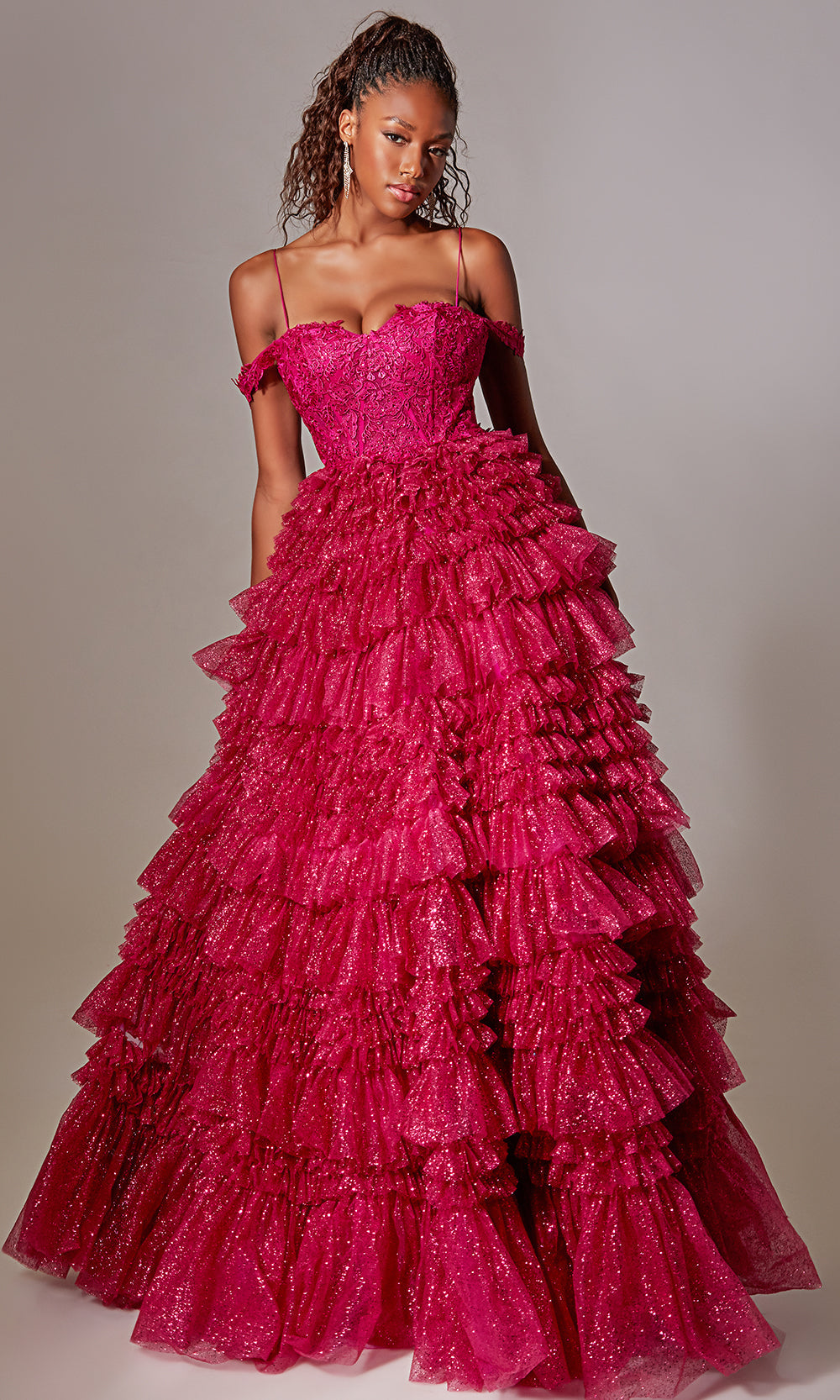 Aerie Couture 209 - Lace Corset Ballgown with Layered Skirt Prom Dresses