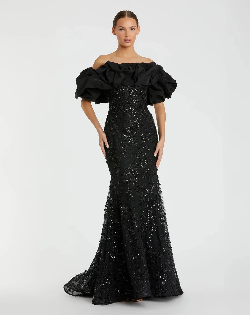 Mac Duggal 21033 - Elegant Tulle Gown with Ruffle Detail