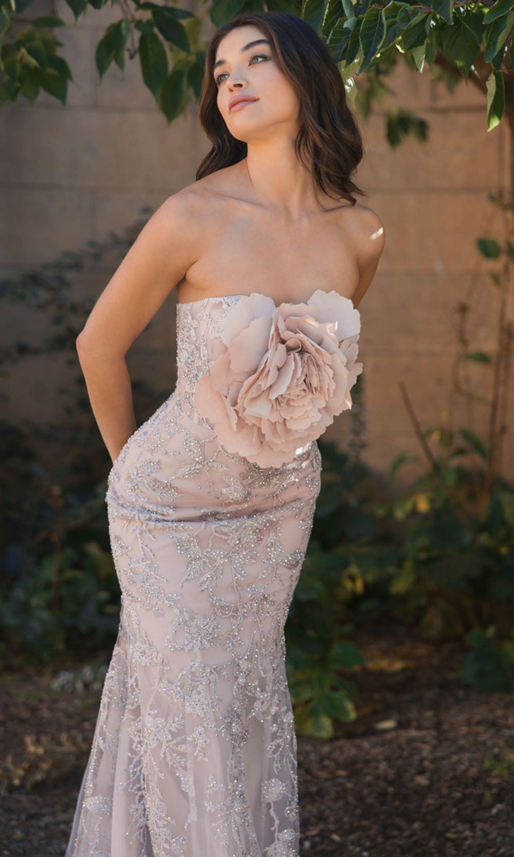 Mac Duggal 21036 - Straight Neck Embroidered Trumpet Gown Prom Dresses