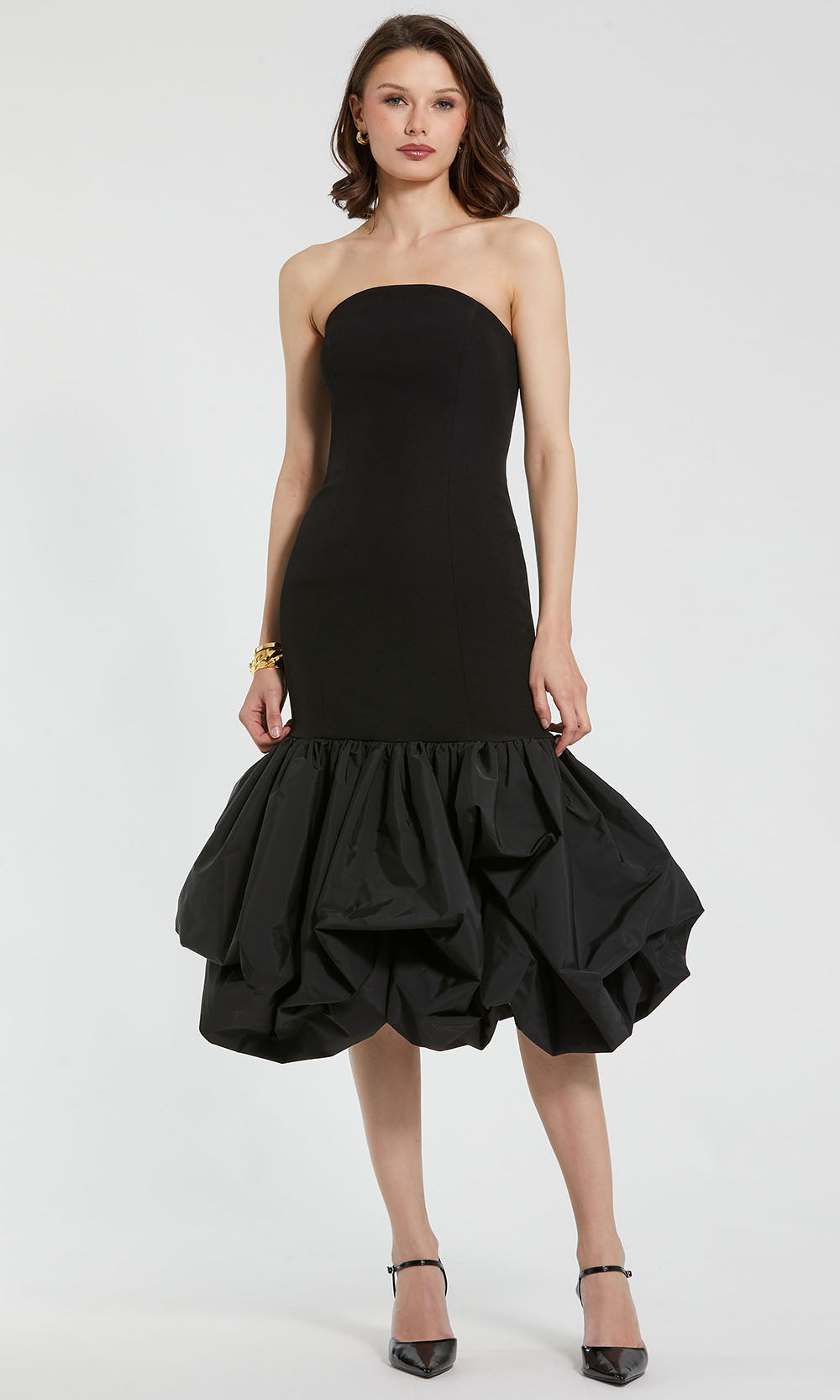 Ieena Duggal 21061 - Bubble Hem Straight-Across Crepe Dress Cocktail Dresses