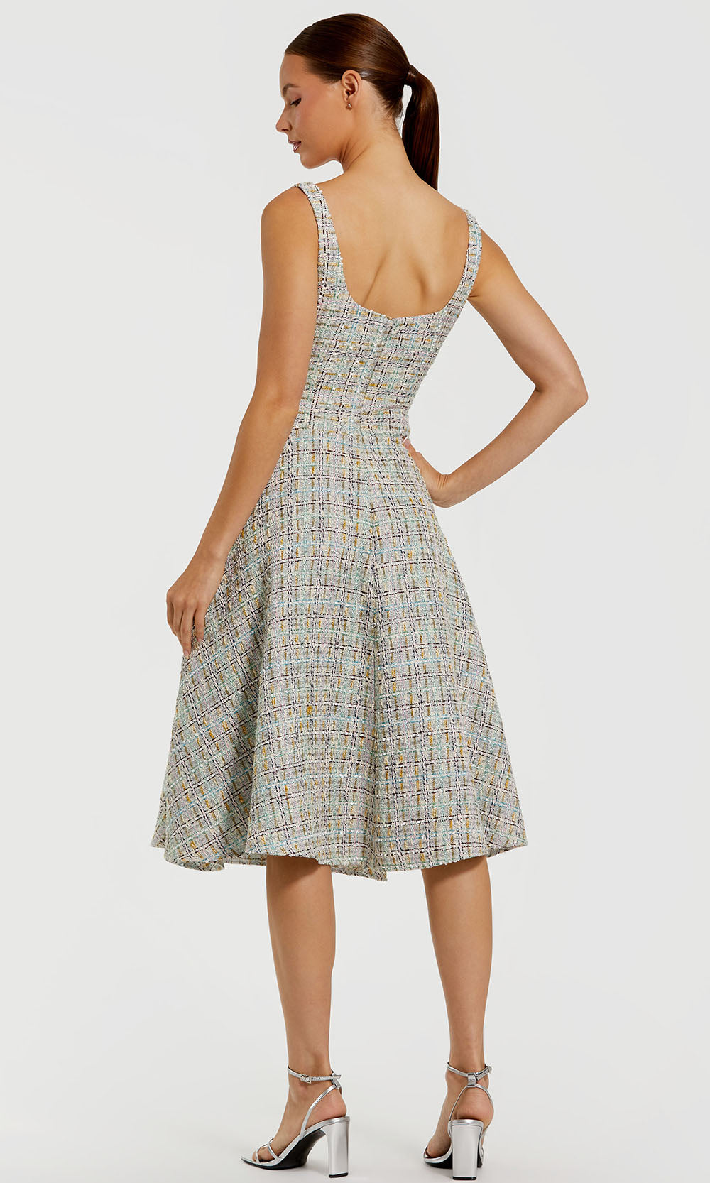Mac Duggal 21066 - Sleeveless Boucle Midi Dress Cocktail Dresses in Pastel Multi