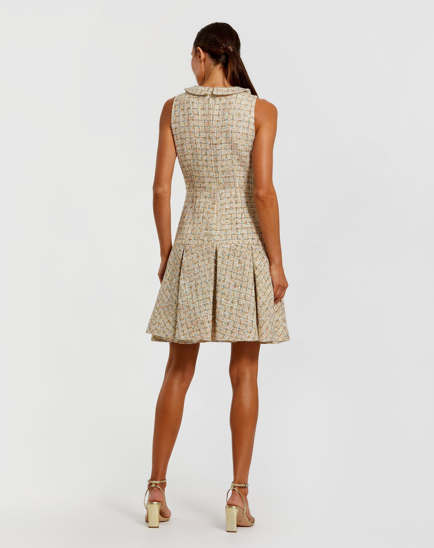 Mac Duggal 21068 - Sleeveless Boucle Drop Waist Short Dress Cocktail Dresses in Gold and Multi