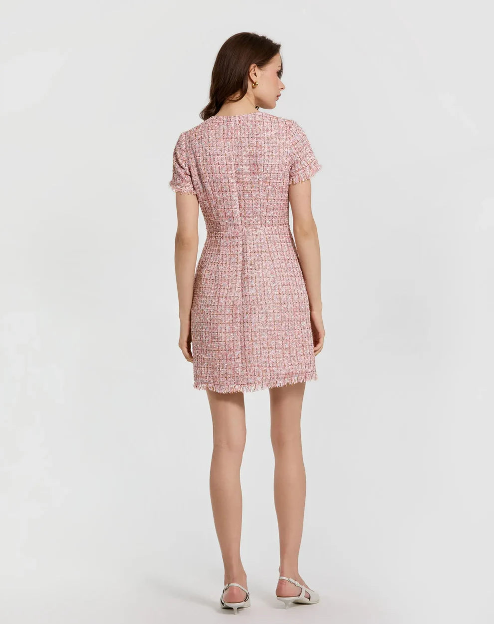 Mac Duggal 21072 - Button Front Boucle Mini Dress