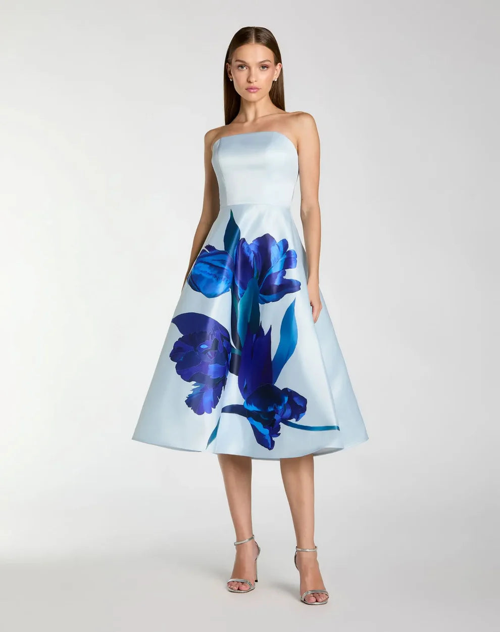 Ieena Duggal 21075 - Fit and Flare Strapless Print Dress