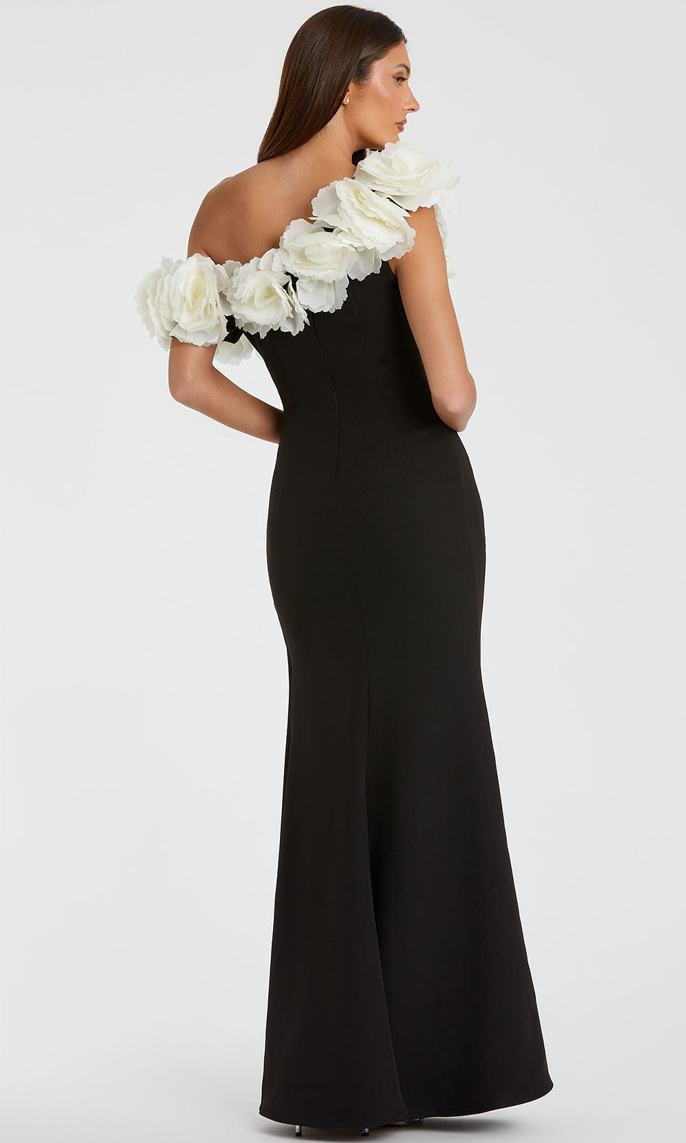 Mac Duggal 21079 - Floral Appliqued Asymmetric Sheath Gown Prom Dresses