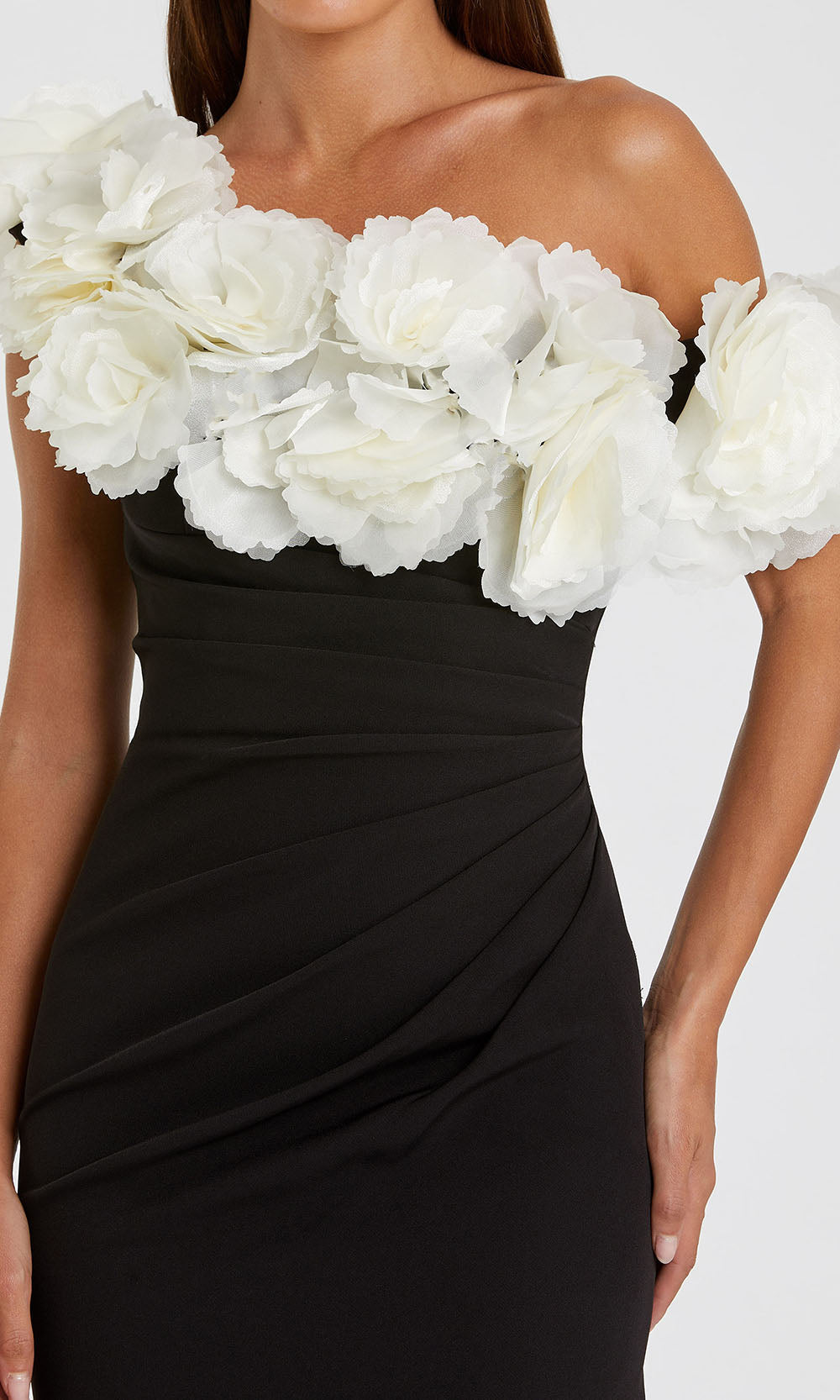 Mac Duggal 21079 - Floral Appliqued Asymmetric Sheath Gown Prom Dresses