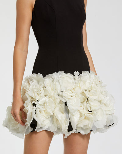 Mac Duggal 21081 - 3D Organza Rosette Sleeveless Dress In Black and White