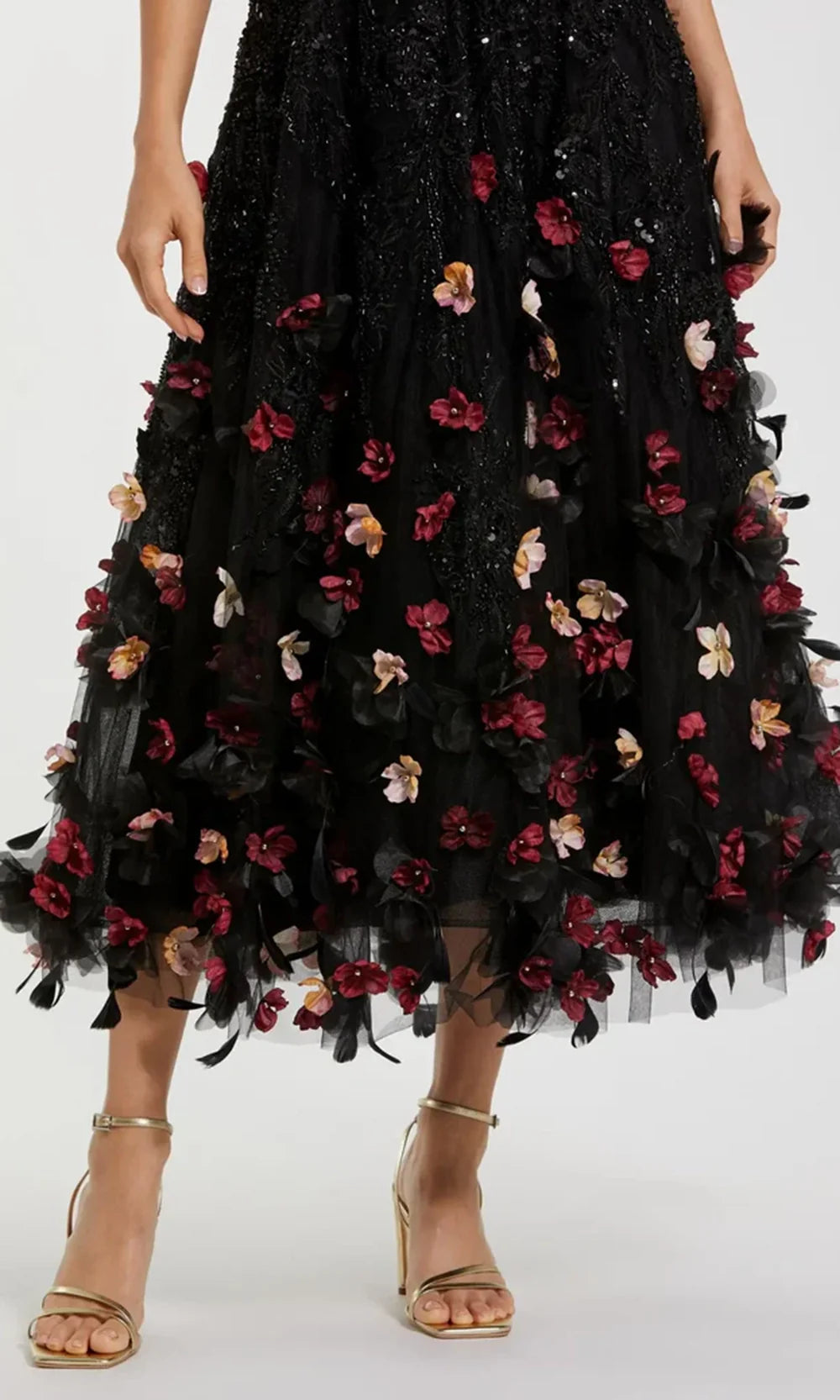 Mac Duggal 21085 - Scoop A-line Midi Dress with 3D Floral Wedding Guest