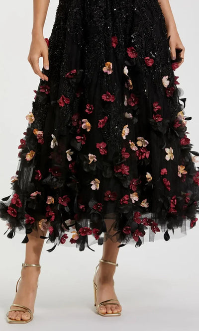 Mac Duggal 21085 - Scoop A-line Midi Dress with 3D Floral Wedding Guest