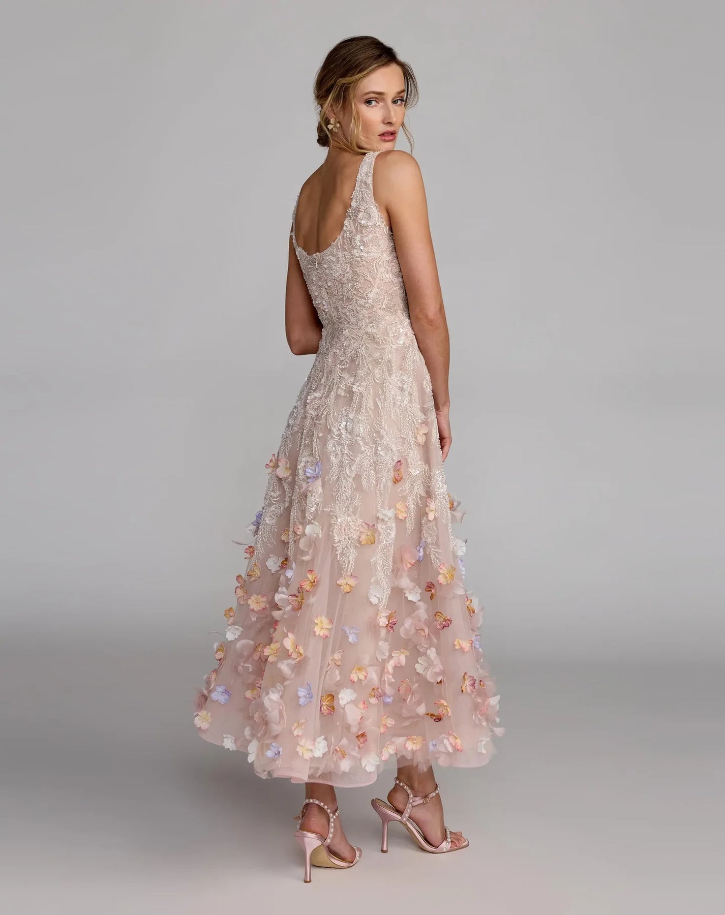 Mac Duggal 21085 - Scoop A-line Midi Dress with 3D Floral