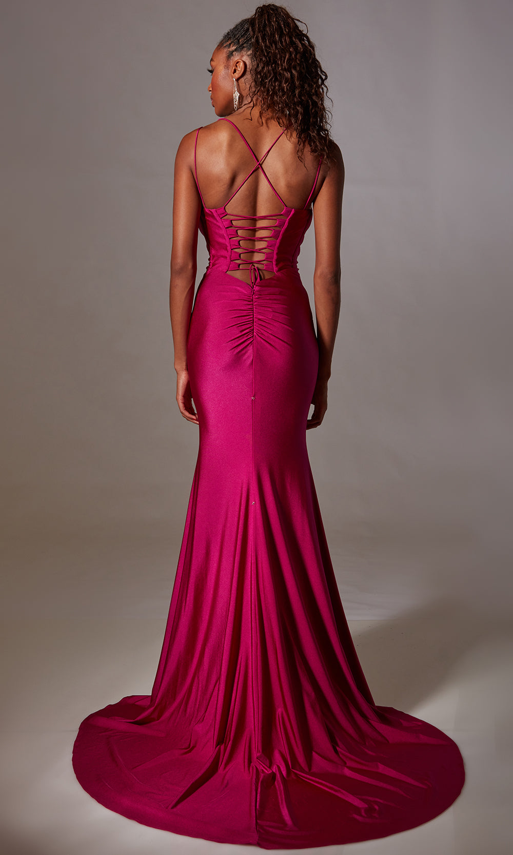 Aerie Couture 210 - Deep V-Neck Gown with Sweep Train Prom Dresses