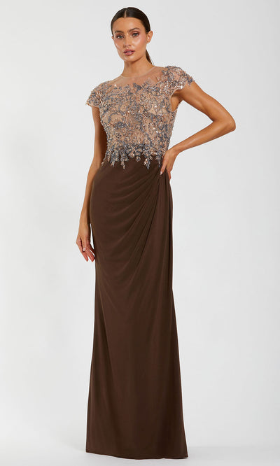 Mac Duggal 21100 - Cap Sleeve Crystal Embellished Dress Formal Gowns