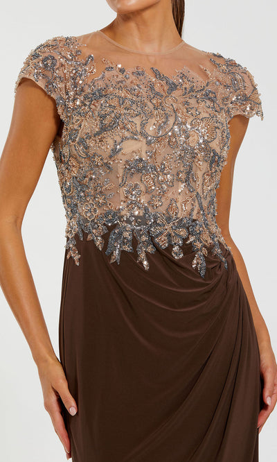 Mac Duggal 21100 - Cap Sleeve Crystal Embellished Dress Formal Gowns