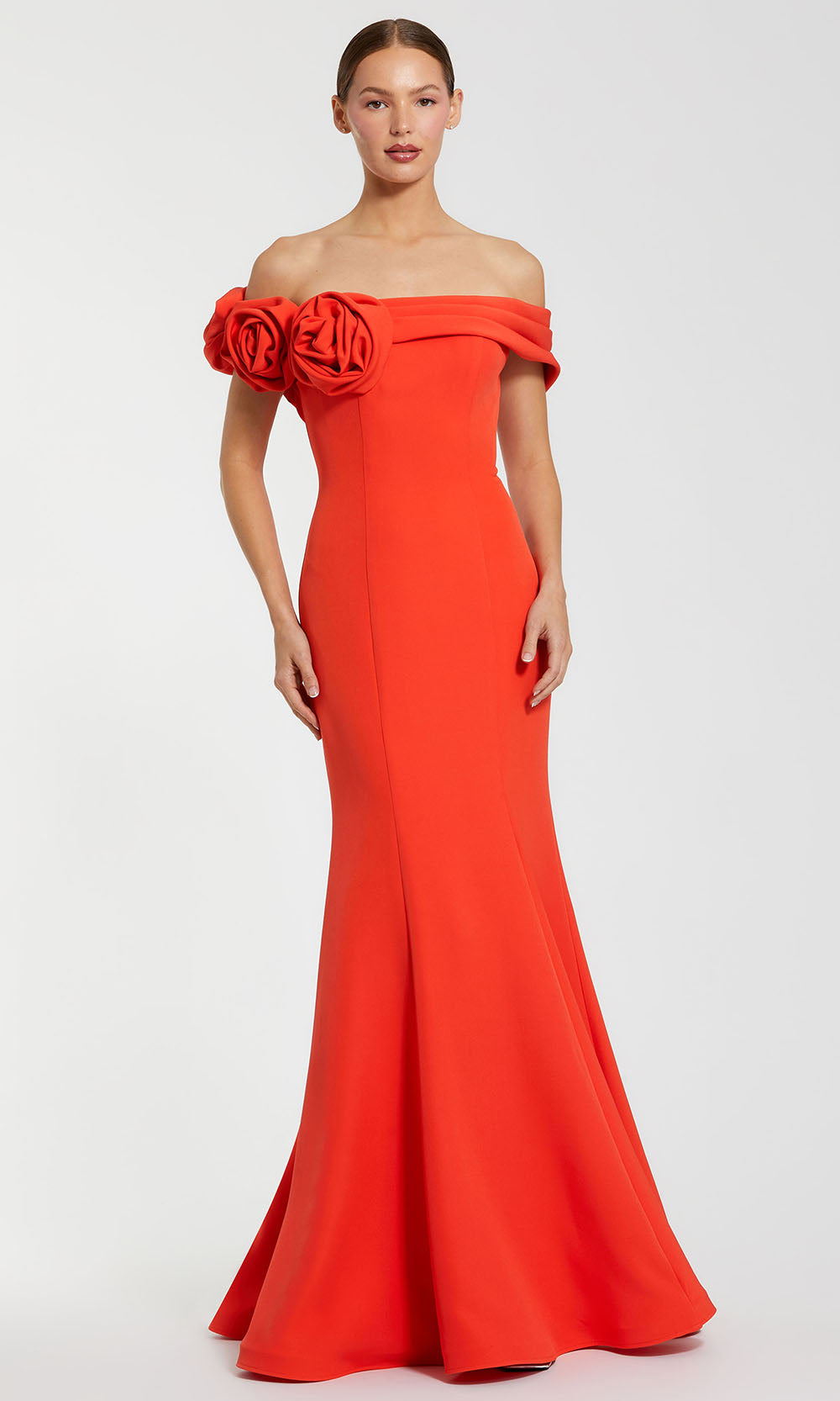 Mac Duggal 21104 - Crepe Gown with 3D Flower Detail Evening Dresses