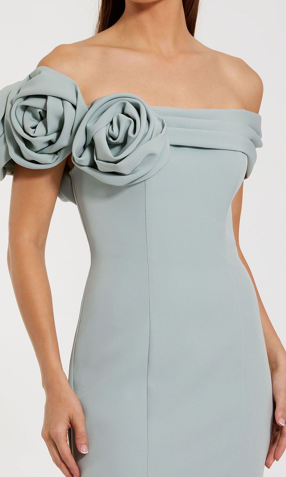 Mac Duggal 21104 - Crepe Gown with 3D Flower Detail Evening Dresses