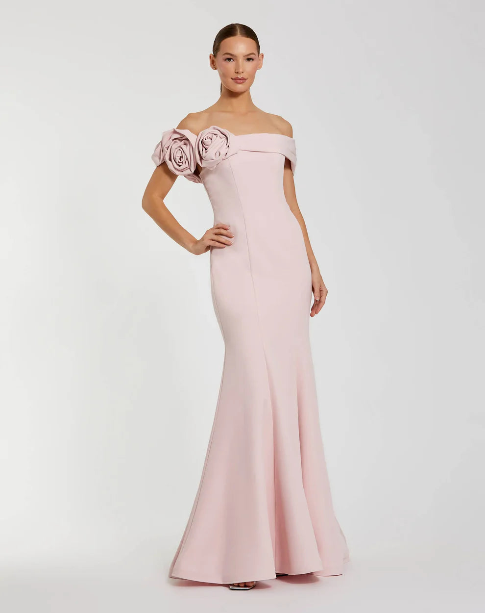 Mac Duggal 21104 - Crepe Gown with 3D Flower Detail