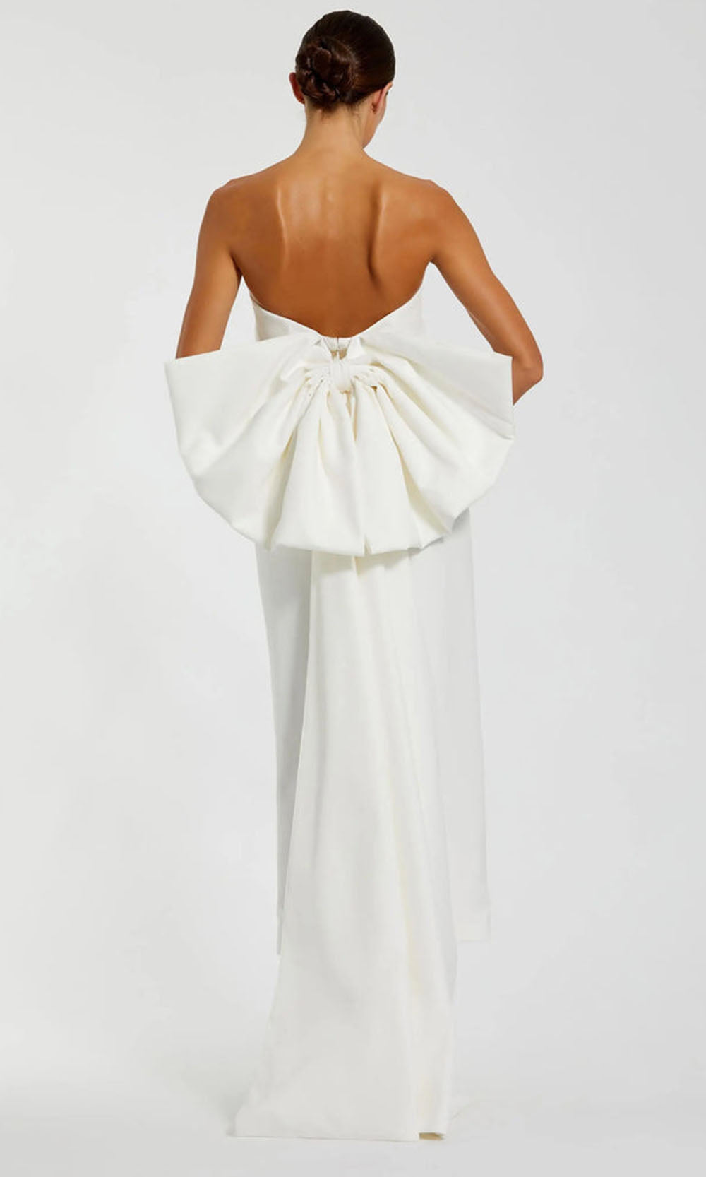 Ieena Duggal 21108 - Straight Neckline Fitted Dress with Bow Formal Gowns in White